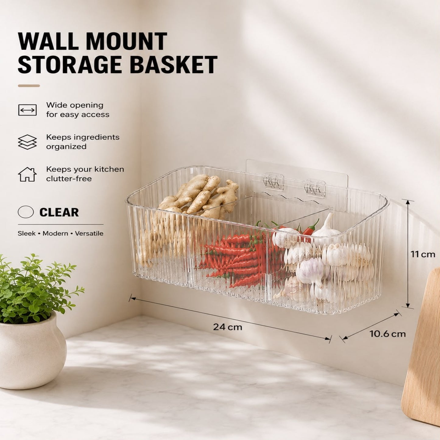 No-Drill Wall-Mounted Kitchen Storage Bin