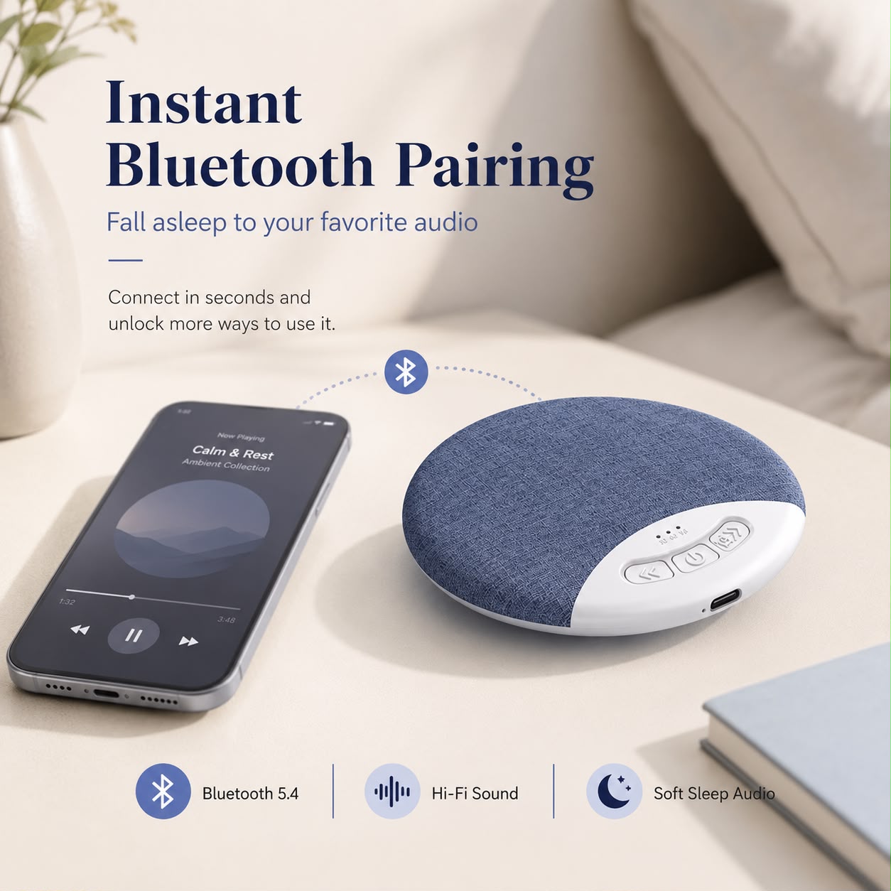 Bluetooth Pillow Speaker with Sleep Timer