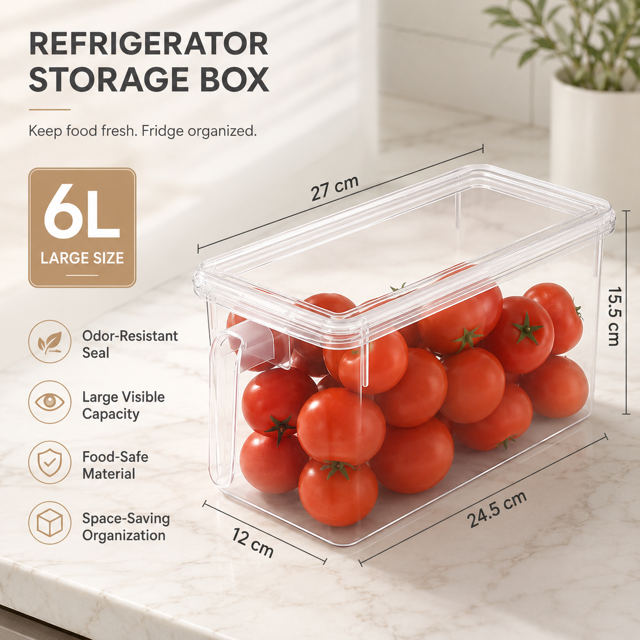Refrigerator Storage Bin with Lid