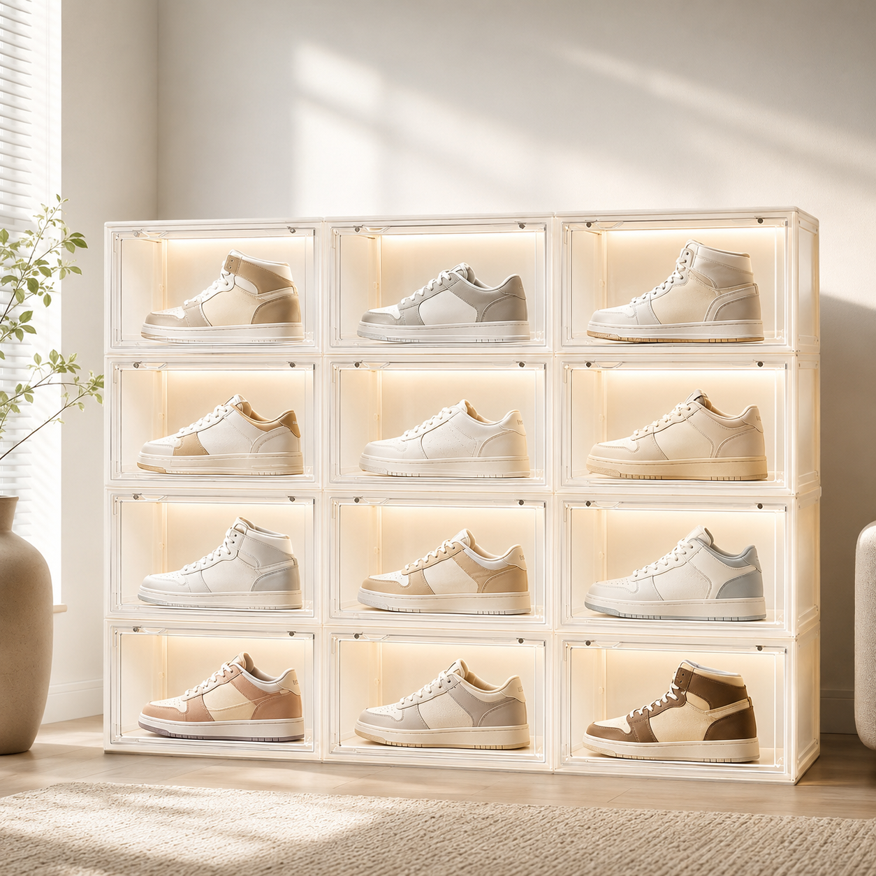 LED Sneaker Display Case with Magnetic Door (Voice Control)