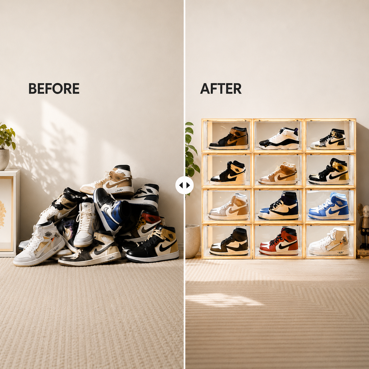 LED Sneaker Display Case with Magnetic Door (Voice Control)
