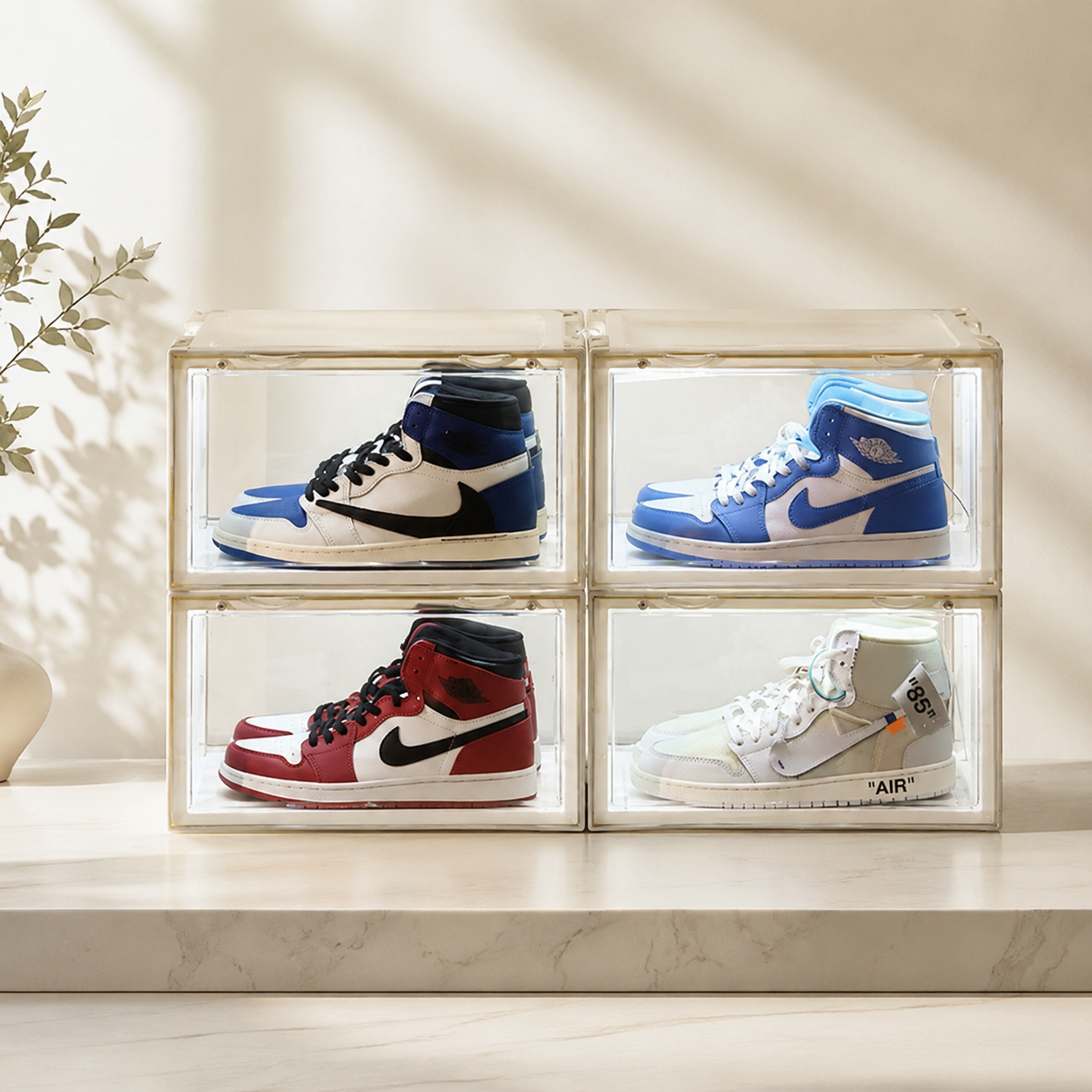LED Sneaker Display Case with Magnetic Door (Voice Control)