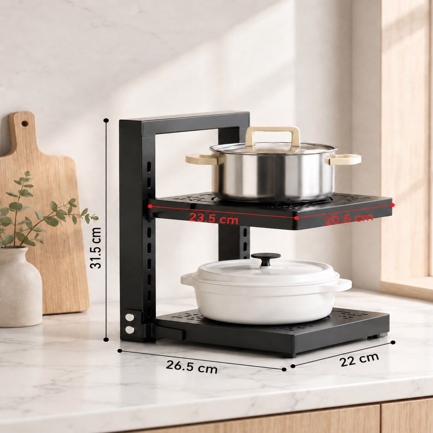 Adjustable Multi-Tier Pot & Pan Organizer Rack