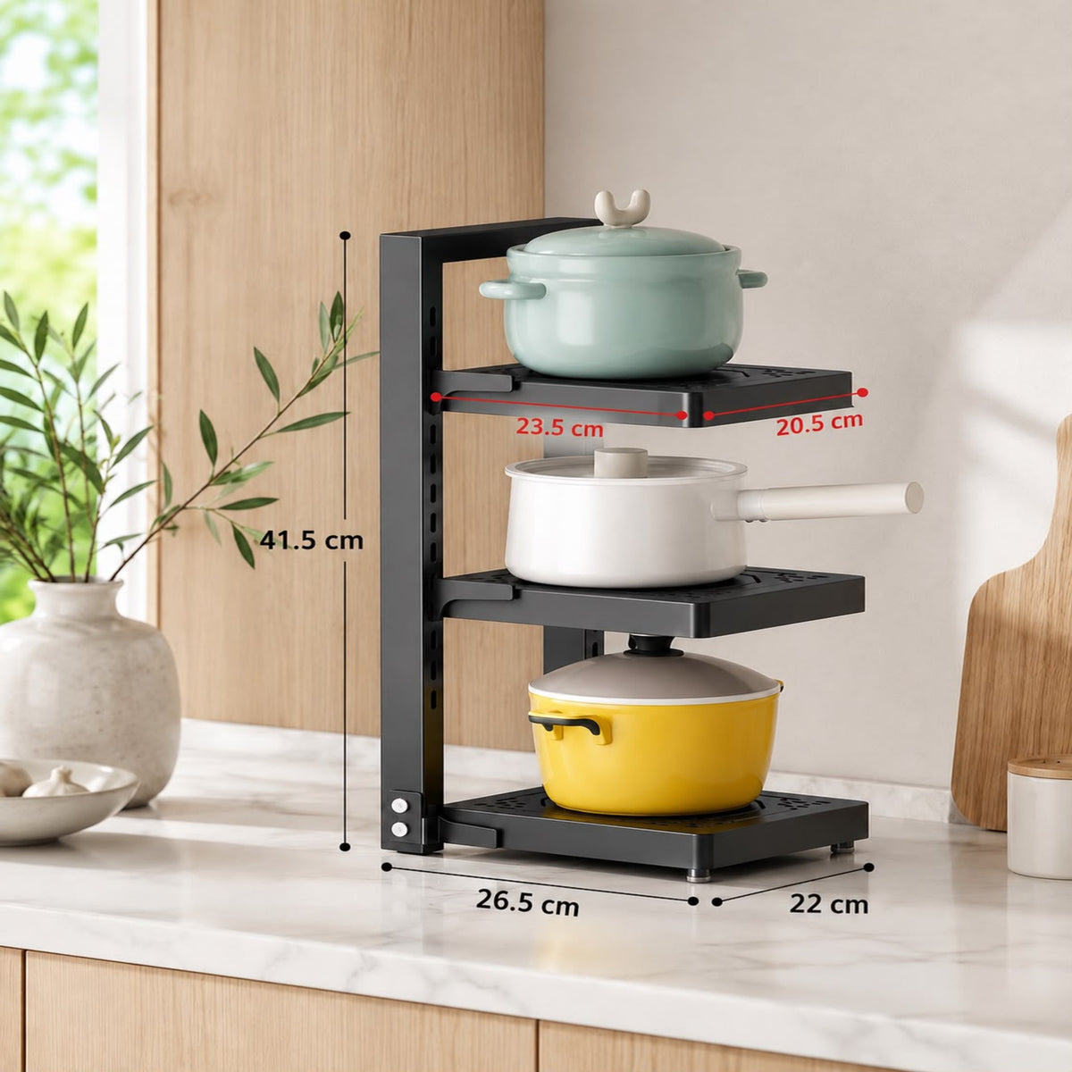 Adjustable Multi-Tier Pot & Pan Organizer Rack