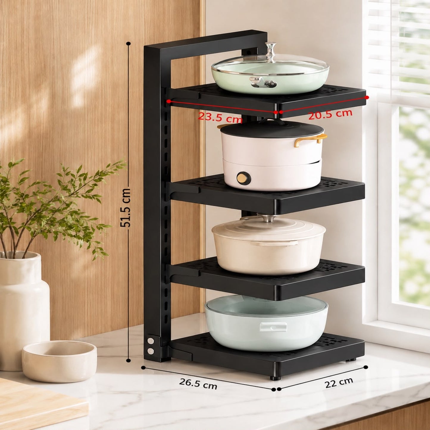 Adjustable Multi-Tier Pot & Pan Organizer Rack