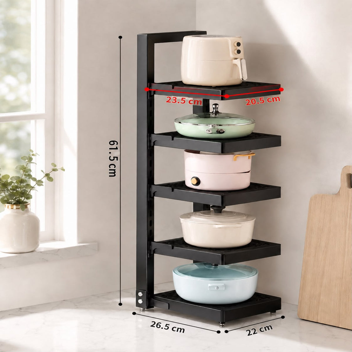 Adjustable Multi-Tier Pot & Pan Organizer Rack