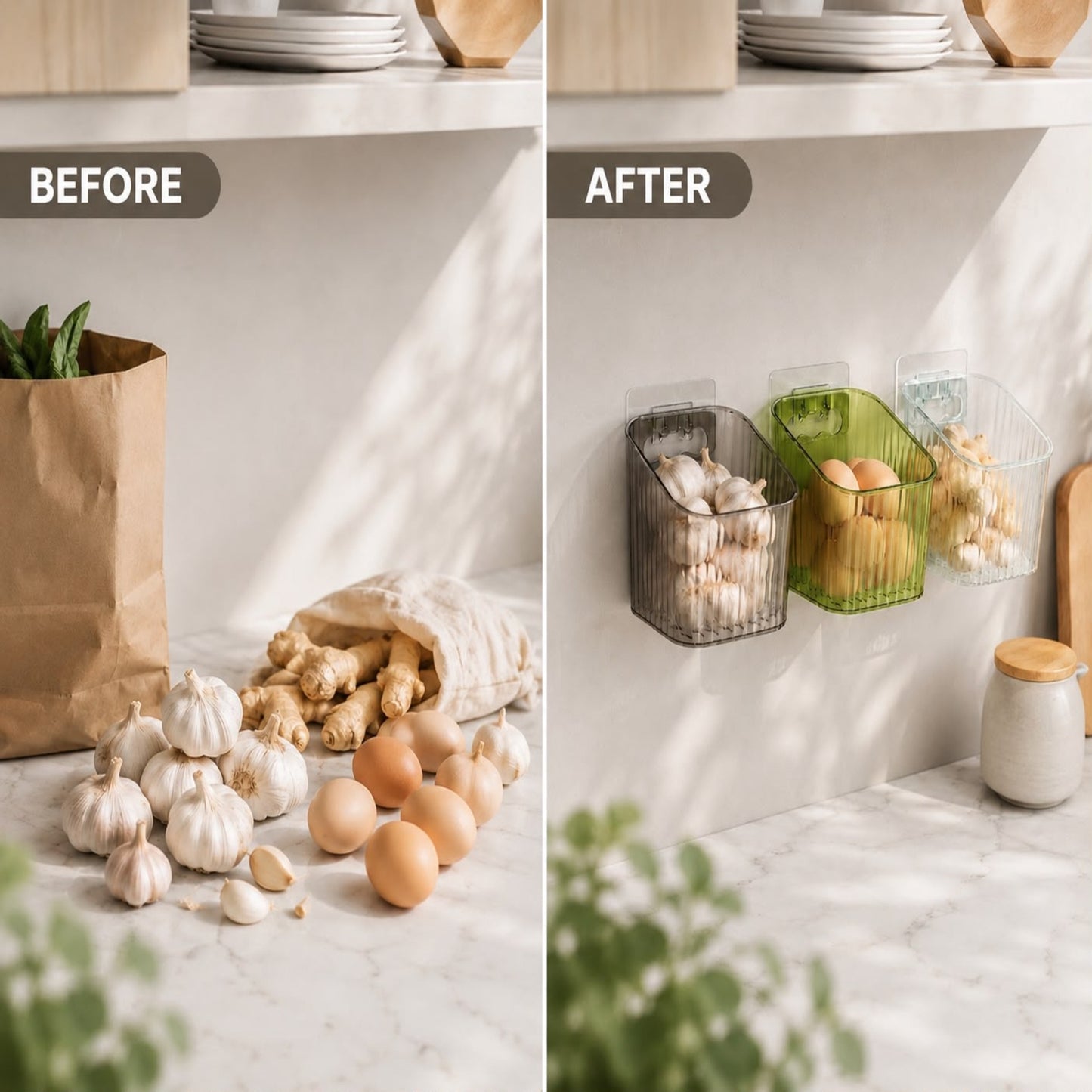No-Drill Wall-Mounted Kitchen Storage Bin