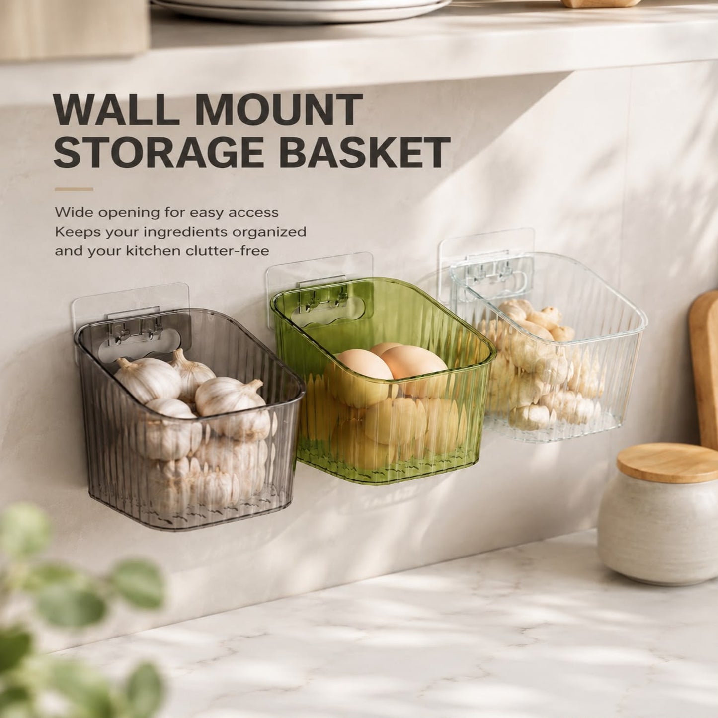 No-Drill Wall-Mounted Kitchen Storage Bin