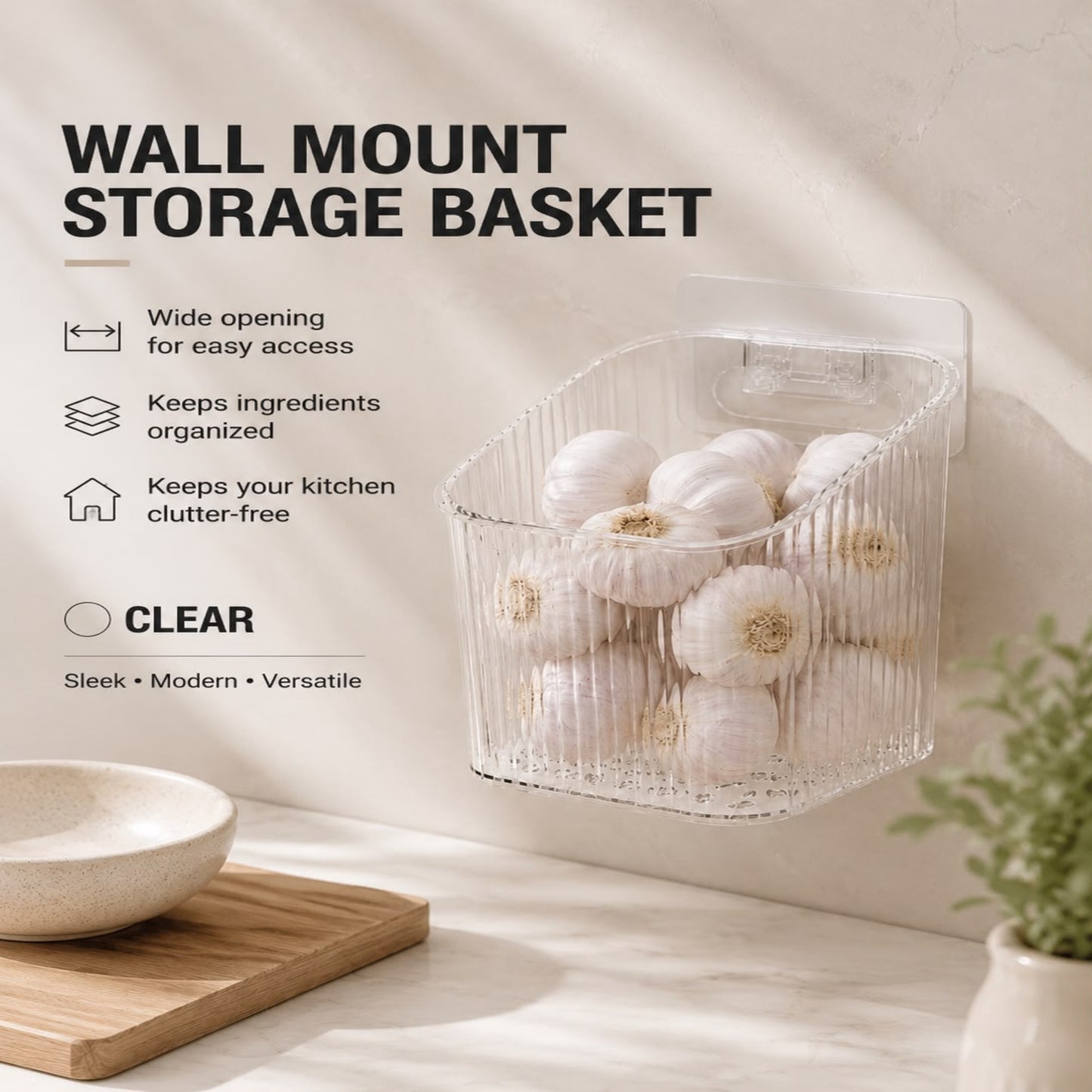 No-Drill Wall-Mounted Kitchen Storage Bin