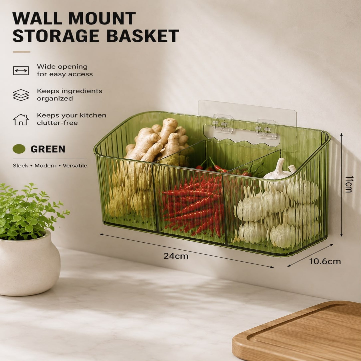 No-Drill Wall-Mounted Kitchen Storage Bin