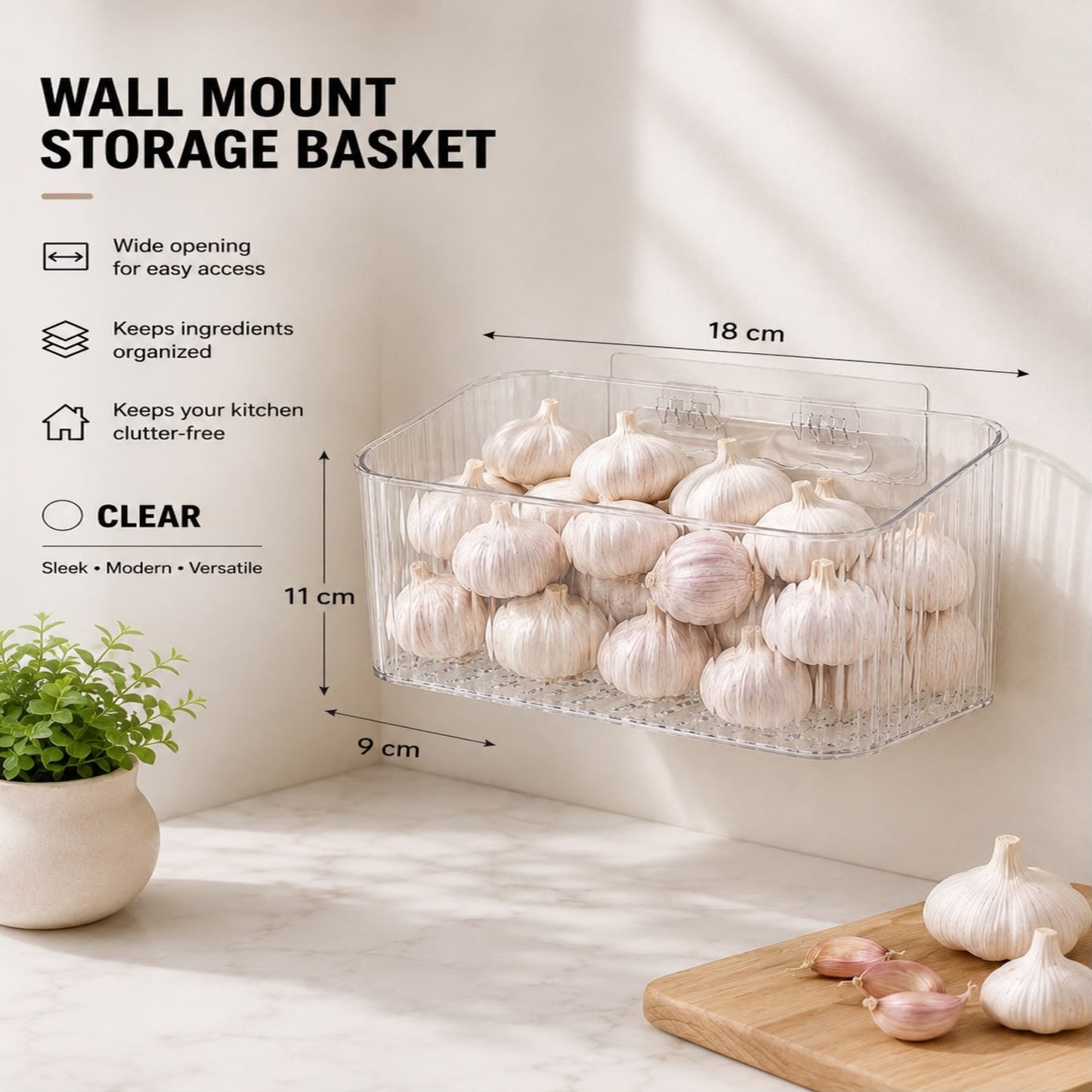 No-Drill Wall-Mounted Kitchen Storage Bin