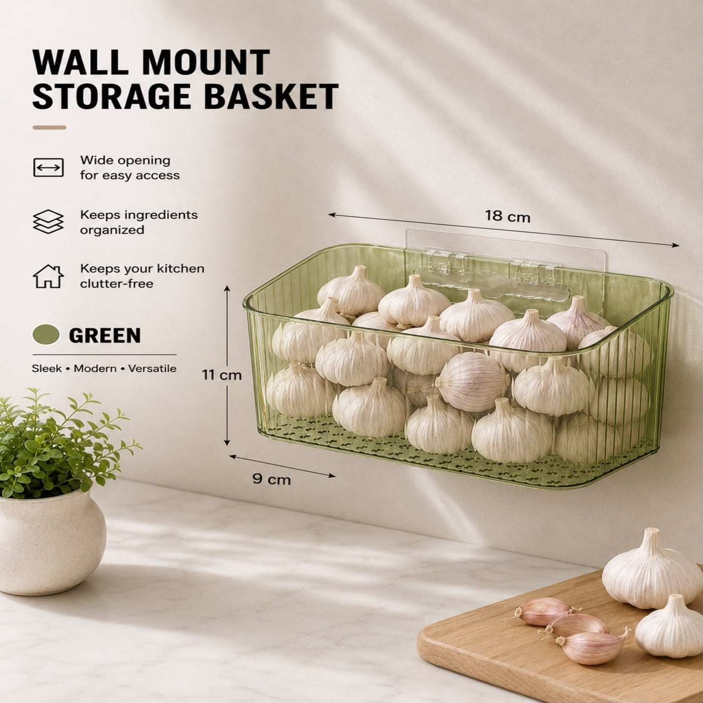 No-Drill Wall-Mounted Kitchen Storage Bin
