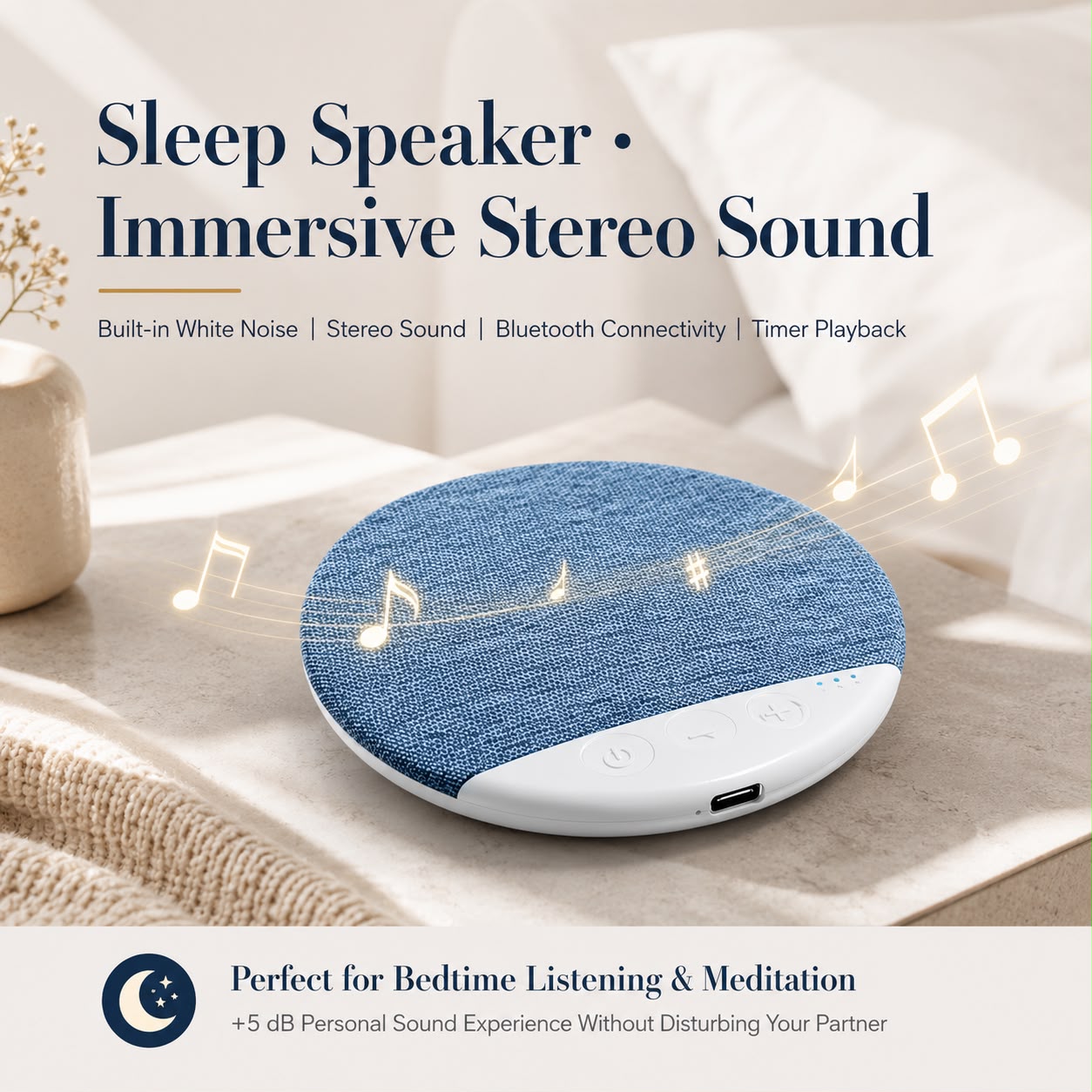 Bluetooth Pillow Speaker with Sleep Timer