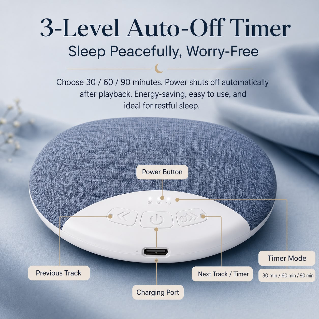 Bluetooth Pillow Speaker with Sleep Timer