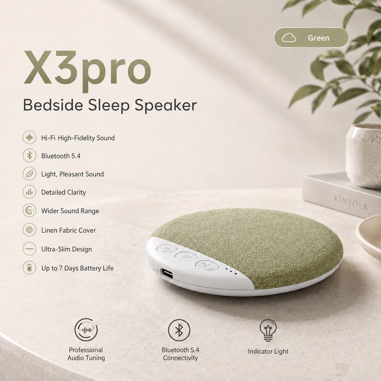 Bluetooth Pillow Speaker with Sleep Timer