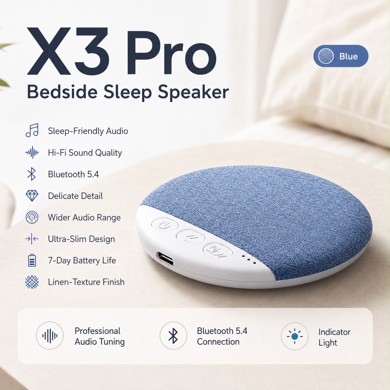 Bluetooth Pillow Speaker with Sleep Timer