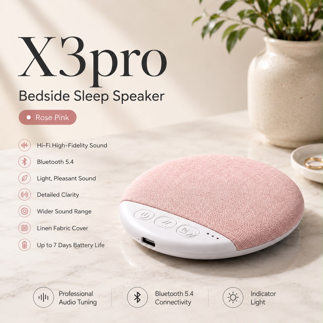 Bluetooth Pillow Speaker with Sleep Timer