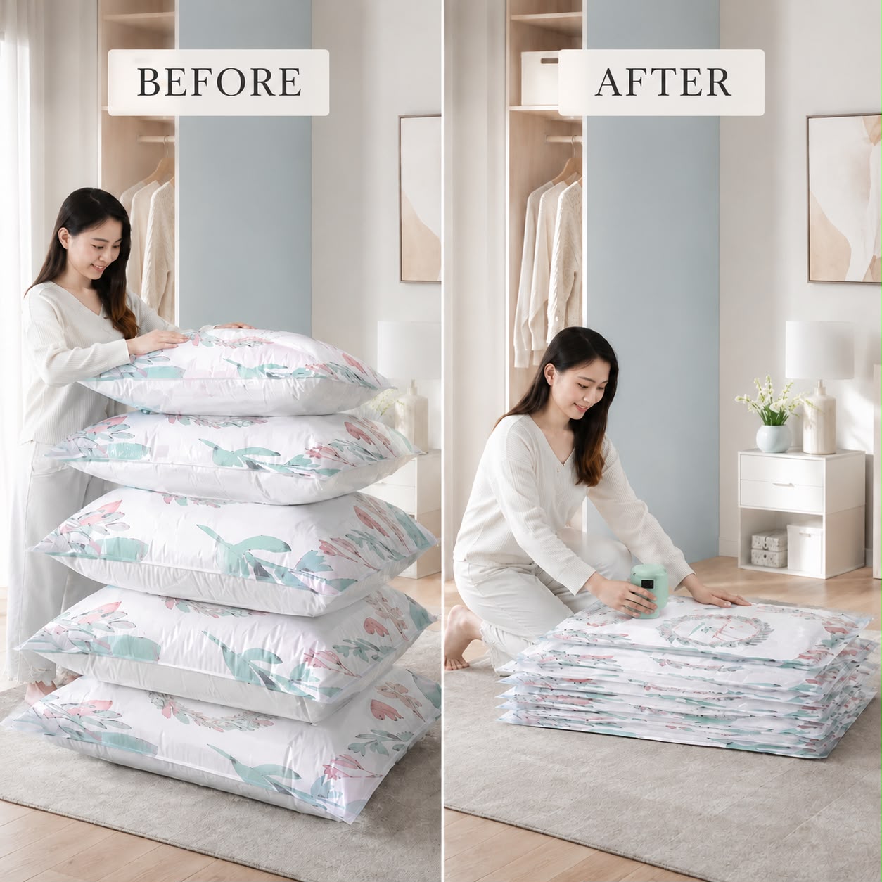 Vacuum Compression Storage Bags for Clothes & Bedding