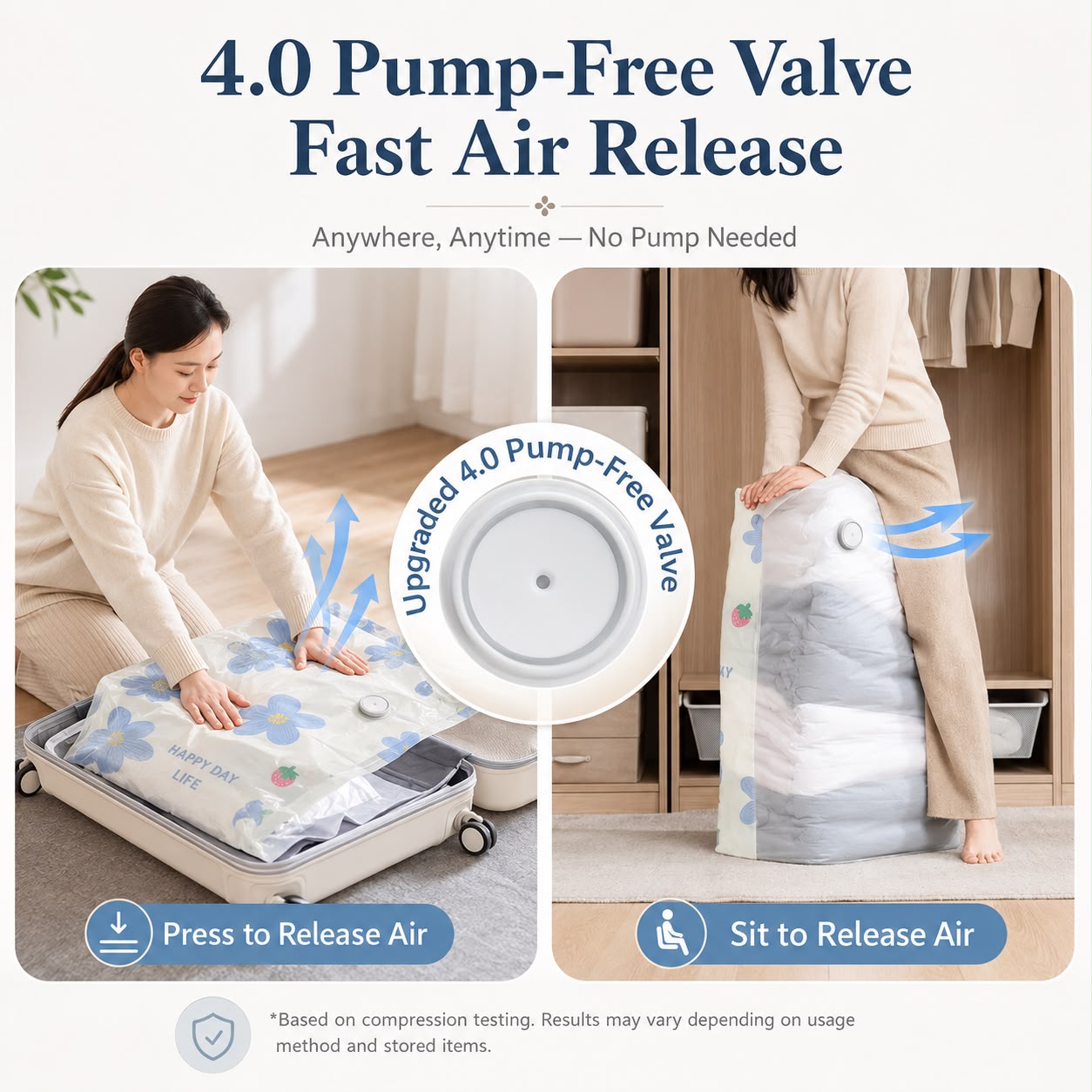 Vacuum Compression Storage Bags for Clothes & Bedding