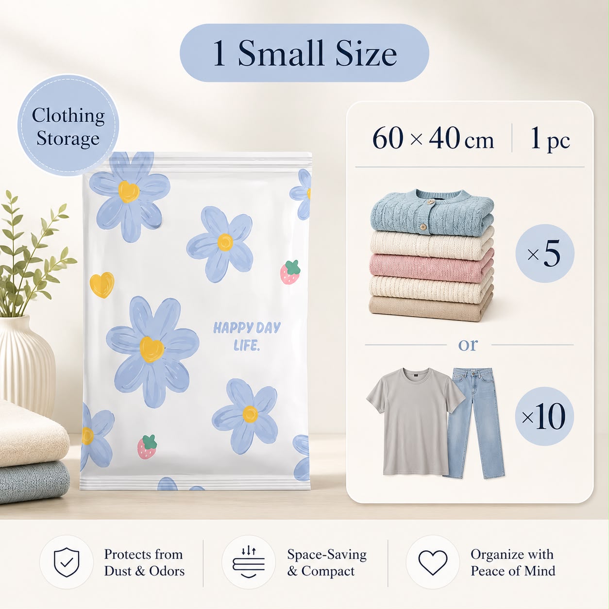 Vacuum Compression Storage Bags for Clothes & Bedding