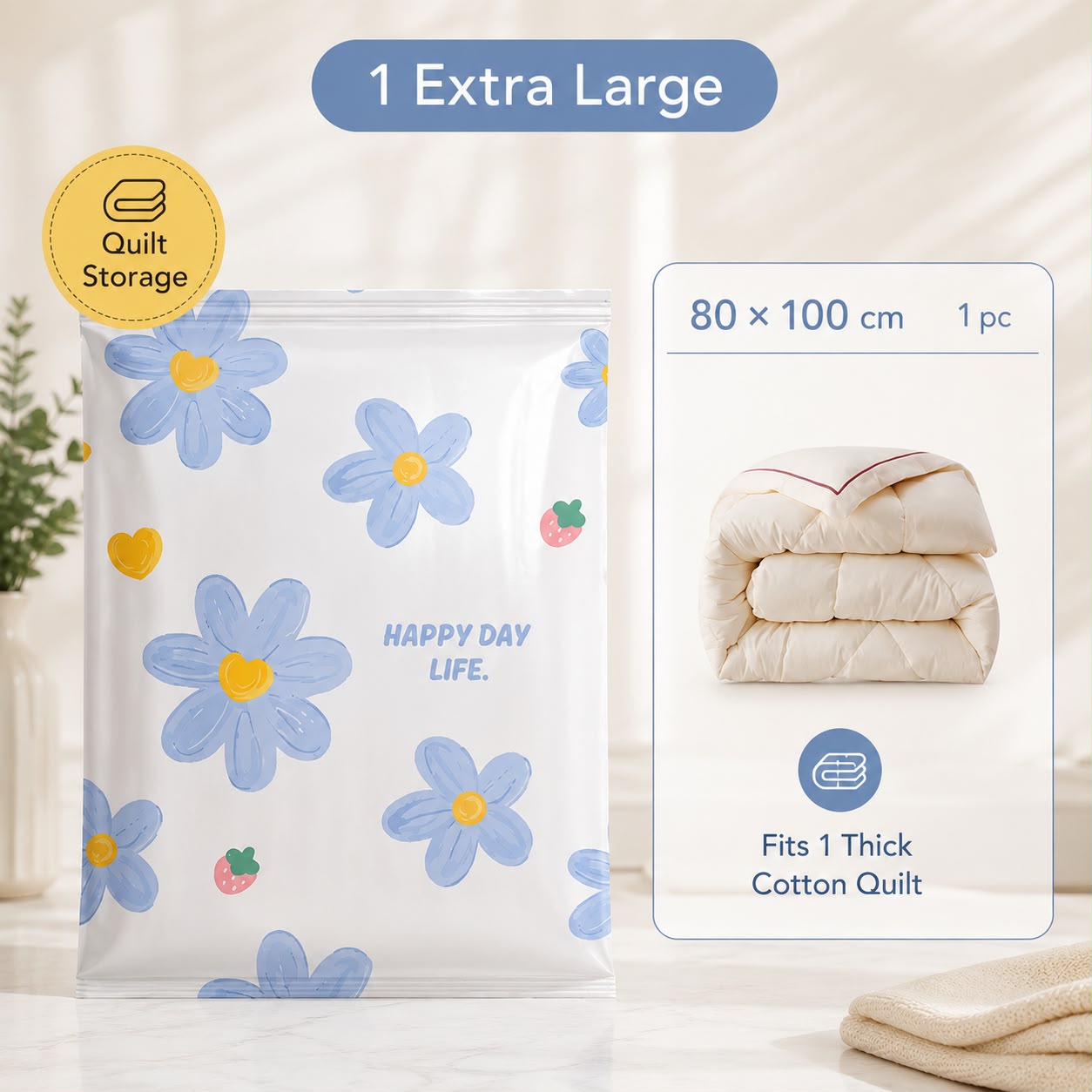 Vacuum Compression Storage Bags for Clothes & Bedding
