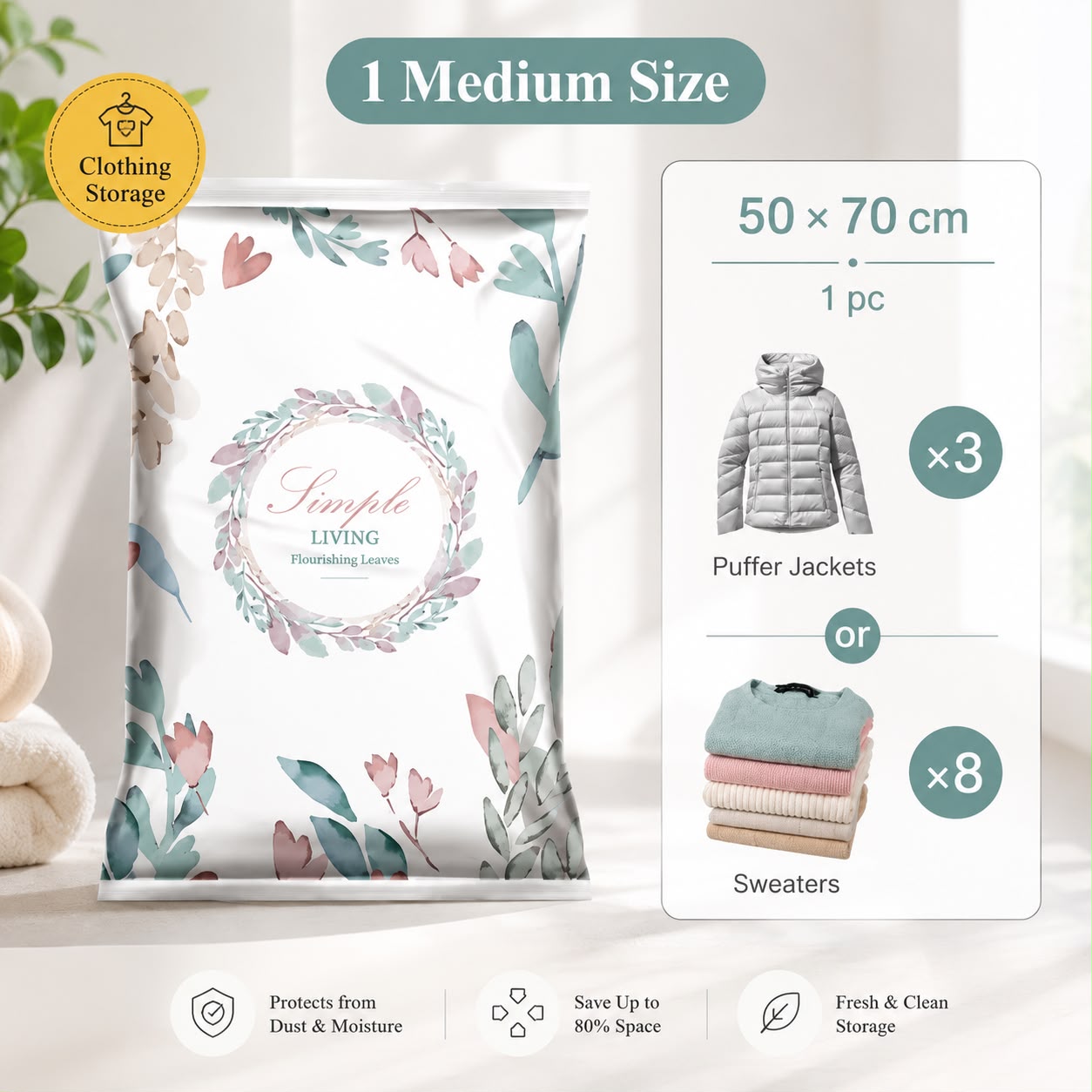 Vacuum Compression Storage Bags for Clothes & Bedding