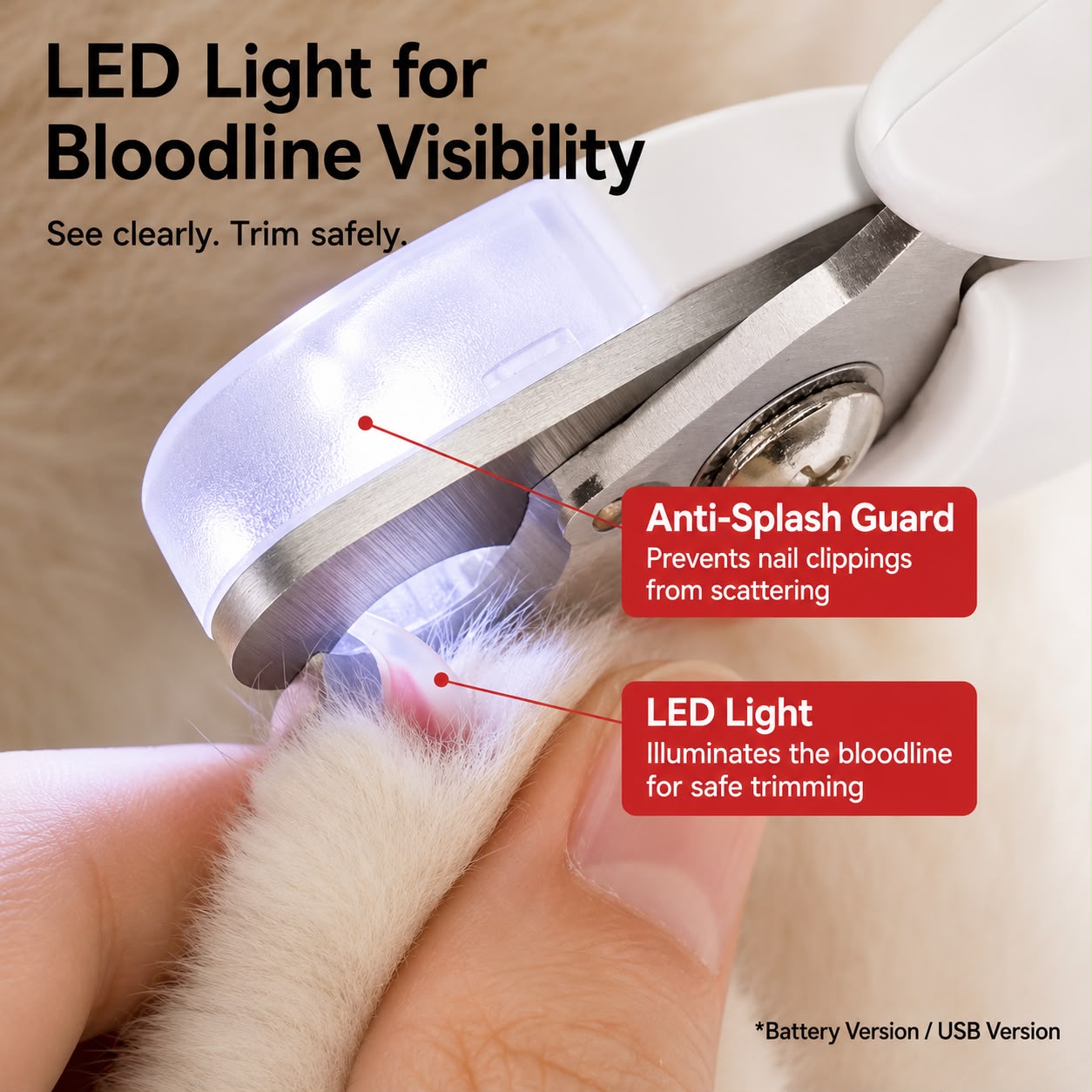 2-in-1 Pet Nail Clipper & Grinder with LED Light