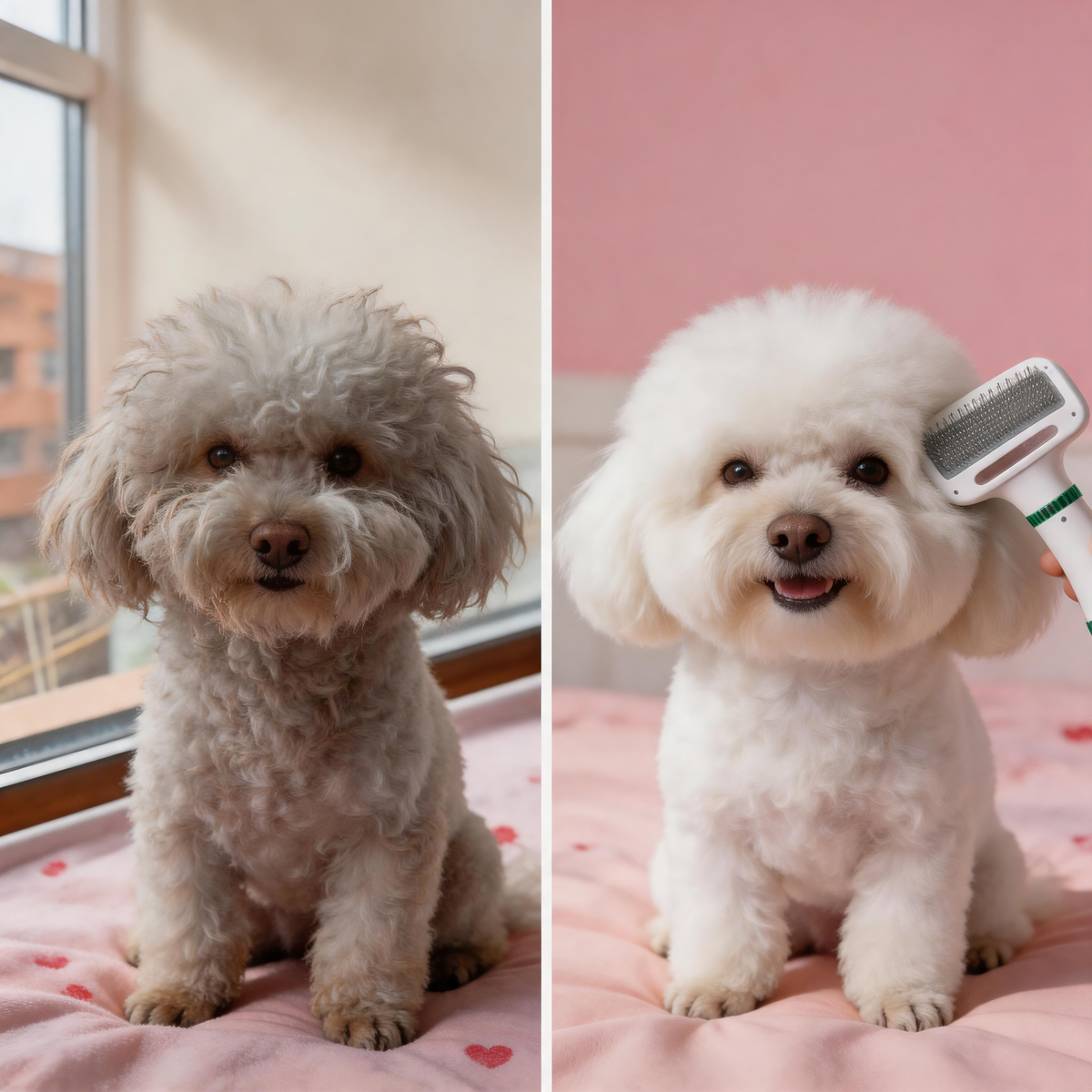 2-in-1 Pet Grooming Dryer Brush with Deshedding Comb