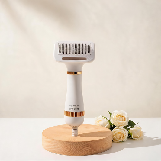 2-in-1 Pet Grooming Dryer Brush with Deshedding Comb