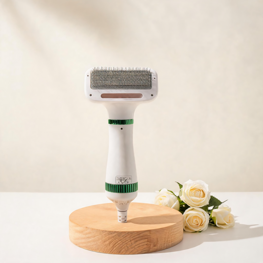 2-in-1 Pet Grooming Dryer Brush with Deshedding Comb